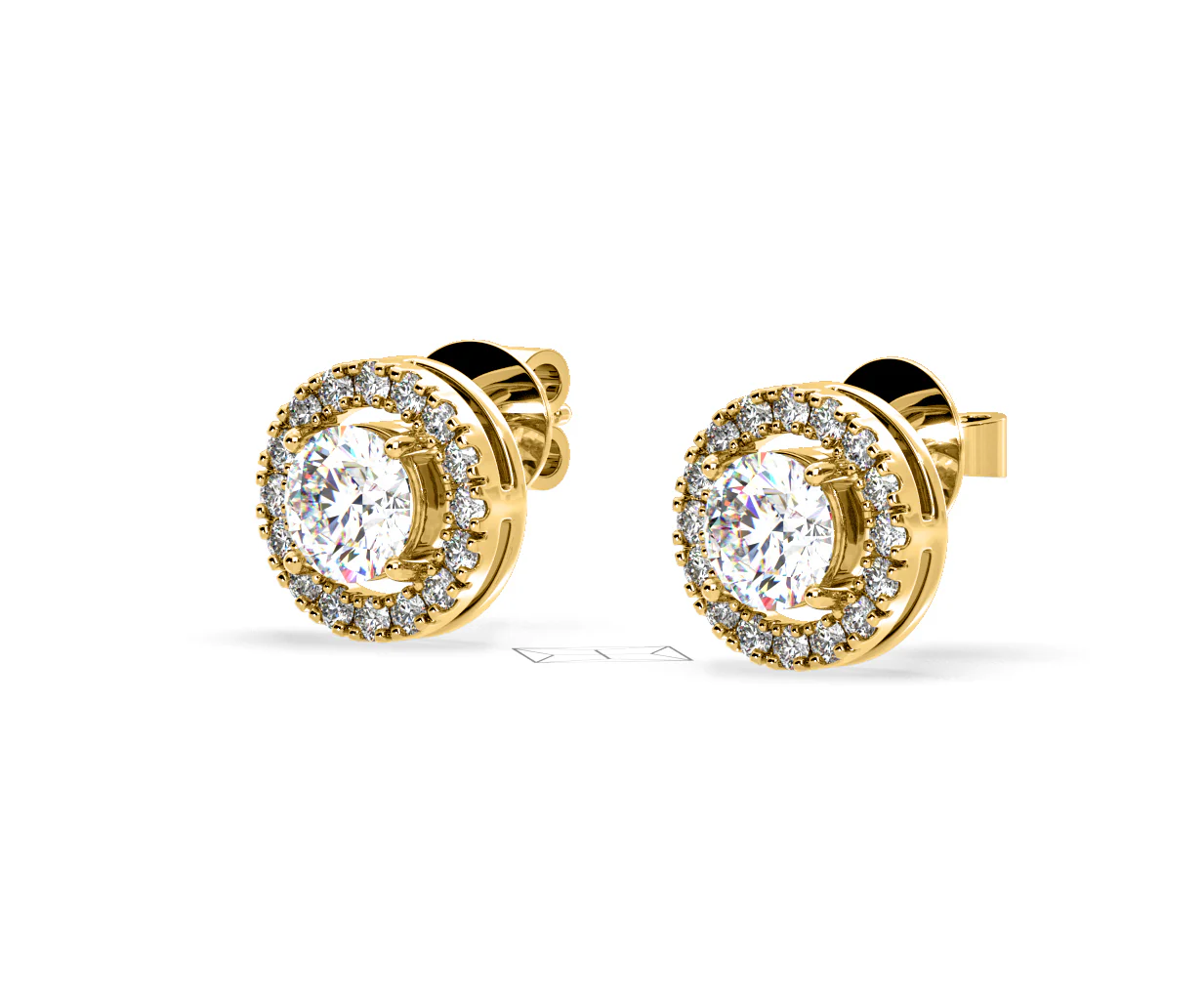Ella Lab Diamond Halo Earrings 1.34ct in 18K Yellow Gold F/VS1 - Image 15