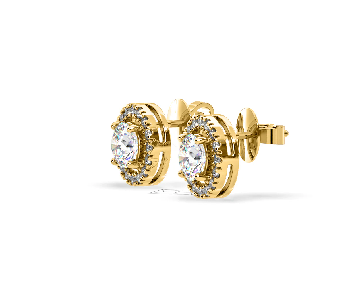 Ella Lab Diamond Halo Earrings 1.34ct in 18K Yellow Gold F/VS1 - Image 21