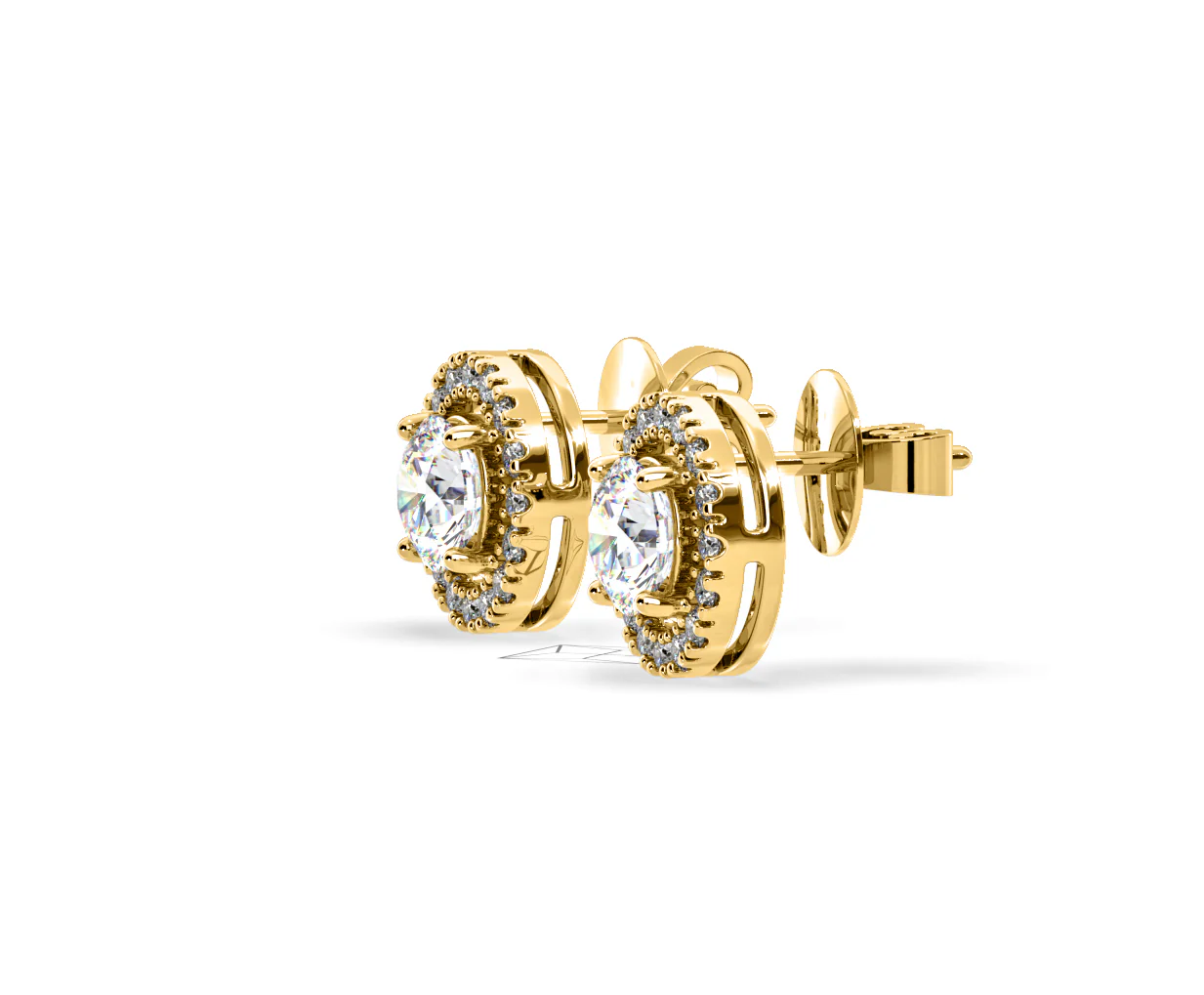 Ella Lab Diamond Halo Earrings 1.34ct in 18K Yellow Gold F/VS1 - Image 22