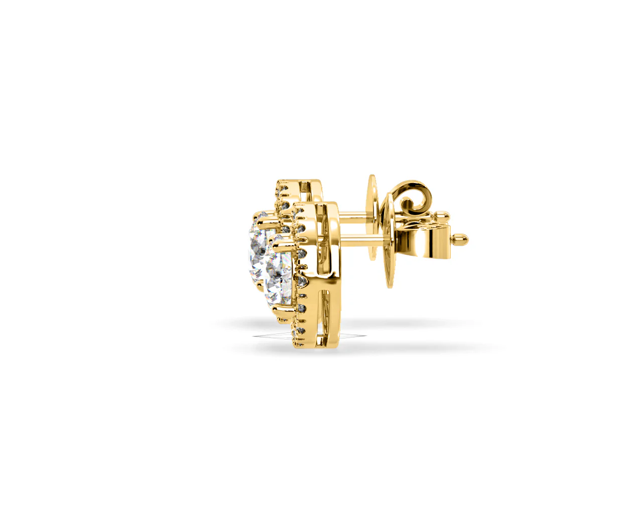 Ella Lab Diamond Halo Earrings 1.34ct in 18K Yellow Gold F/VS1 - Image 26