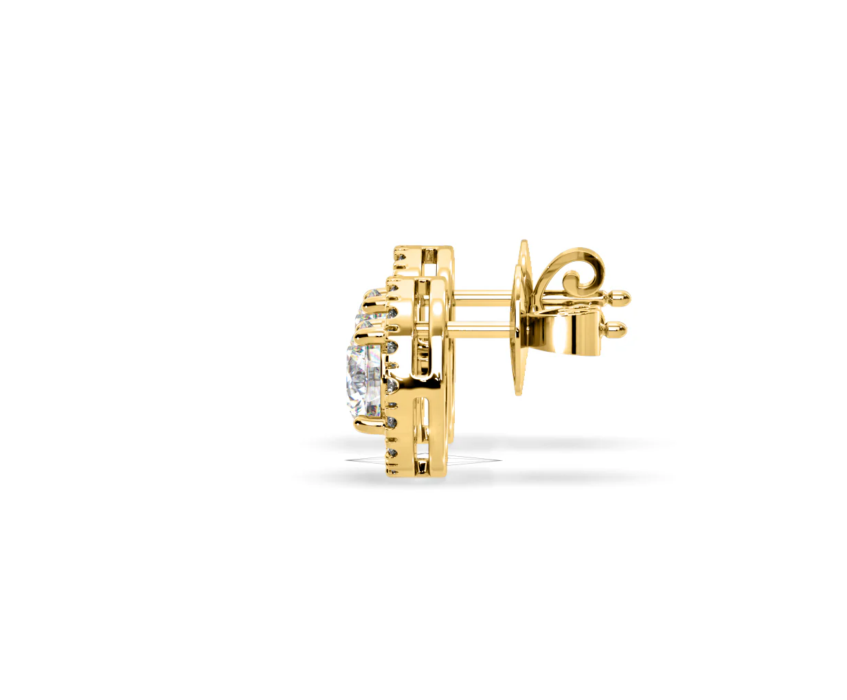 Ella Lab Diamond Halo Earrings 1.34ct in 18K Yellow Gold F/VS1 - Image 27