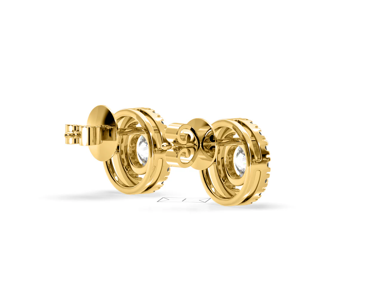 Ella Lab Diamond Halo Earrings 1.34ct in 18K Yellow Gold F/VS1 - Image 58
