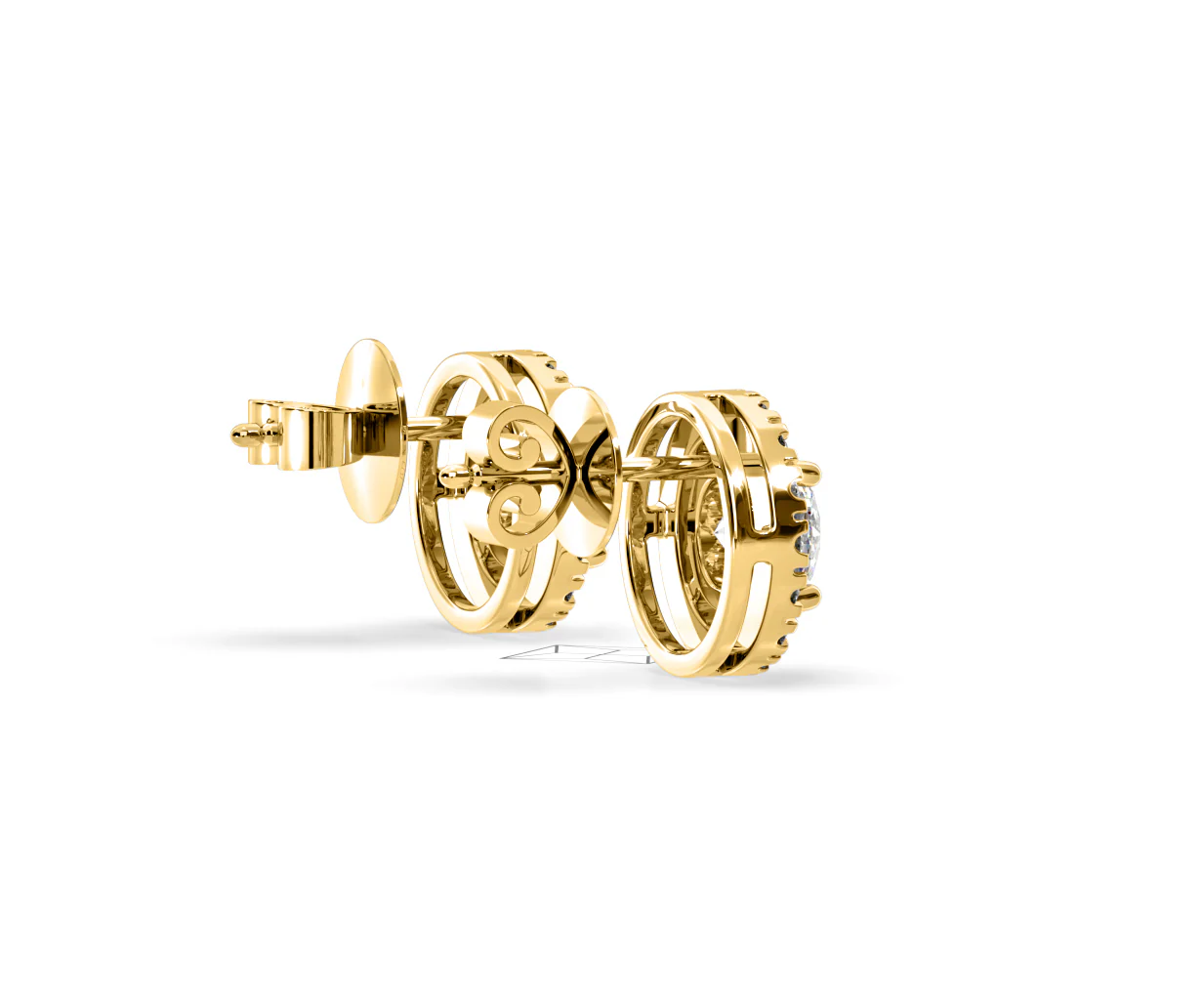 Ella Lab Diamond Halo Earrings 1.34ct in 18K Yellow Gold F/VS1 - Image 61