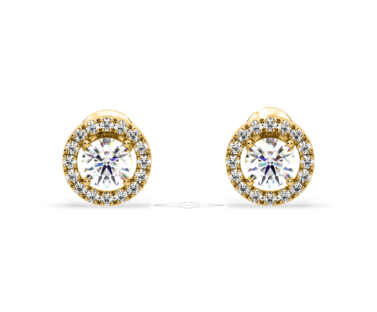 Ella Lab Diamond Halo Earrings 1.34ct in 18K Yellow Gold F/VS1 - Image 7