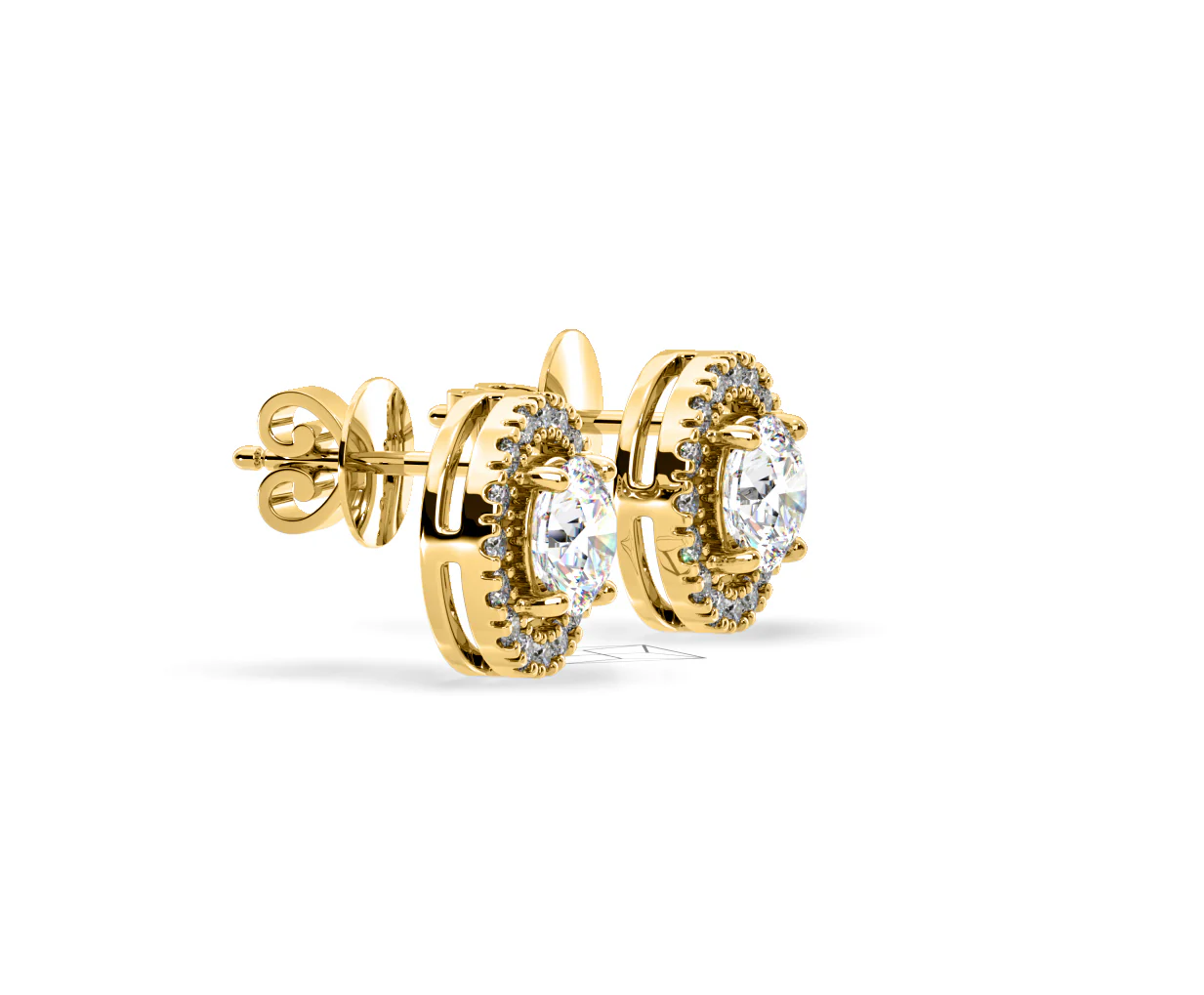 Ella Lab Diamond Halo Earrings 1.34ct in 18K Yellow Gold F/VS1 - Image 71