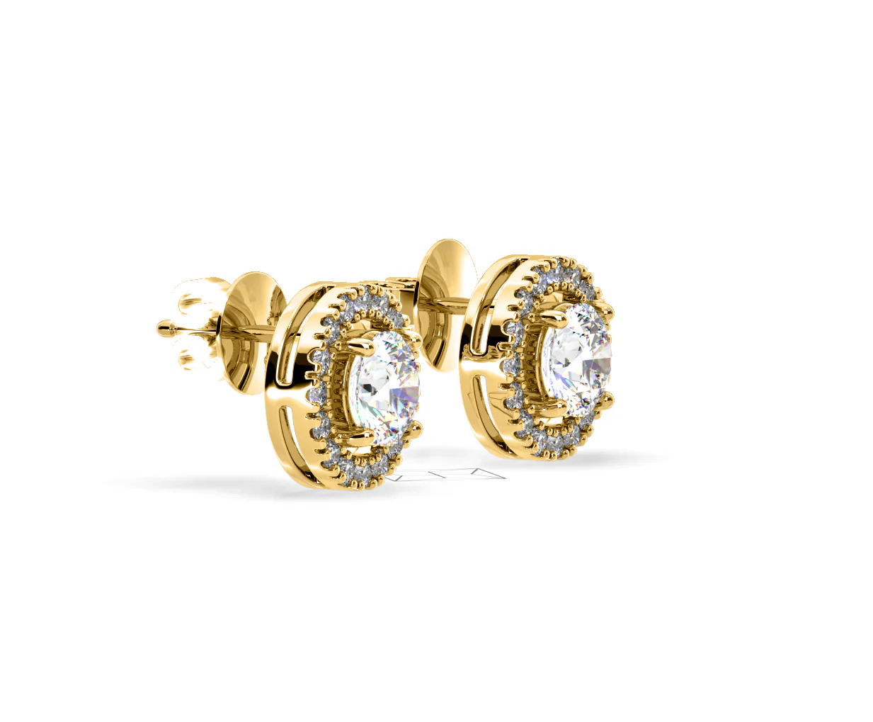 Ella Lab Diamond Halo Earrings 1.34ct in 18K Yellow Gold F/VS1 - Image 73