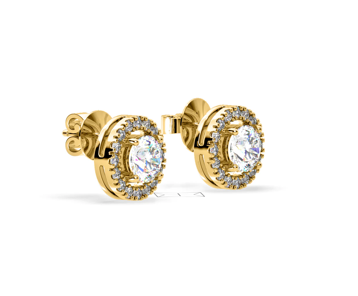 Ella Lab Diamond Halo Earrings 1.34ct in 18K Yellow Gold F/VS1 - Image 75