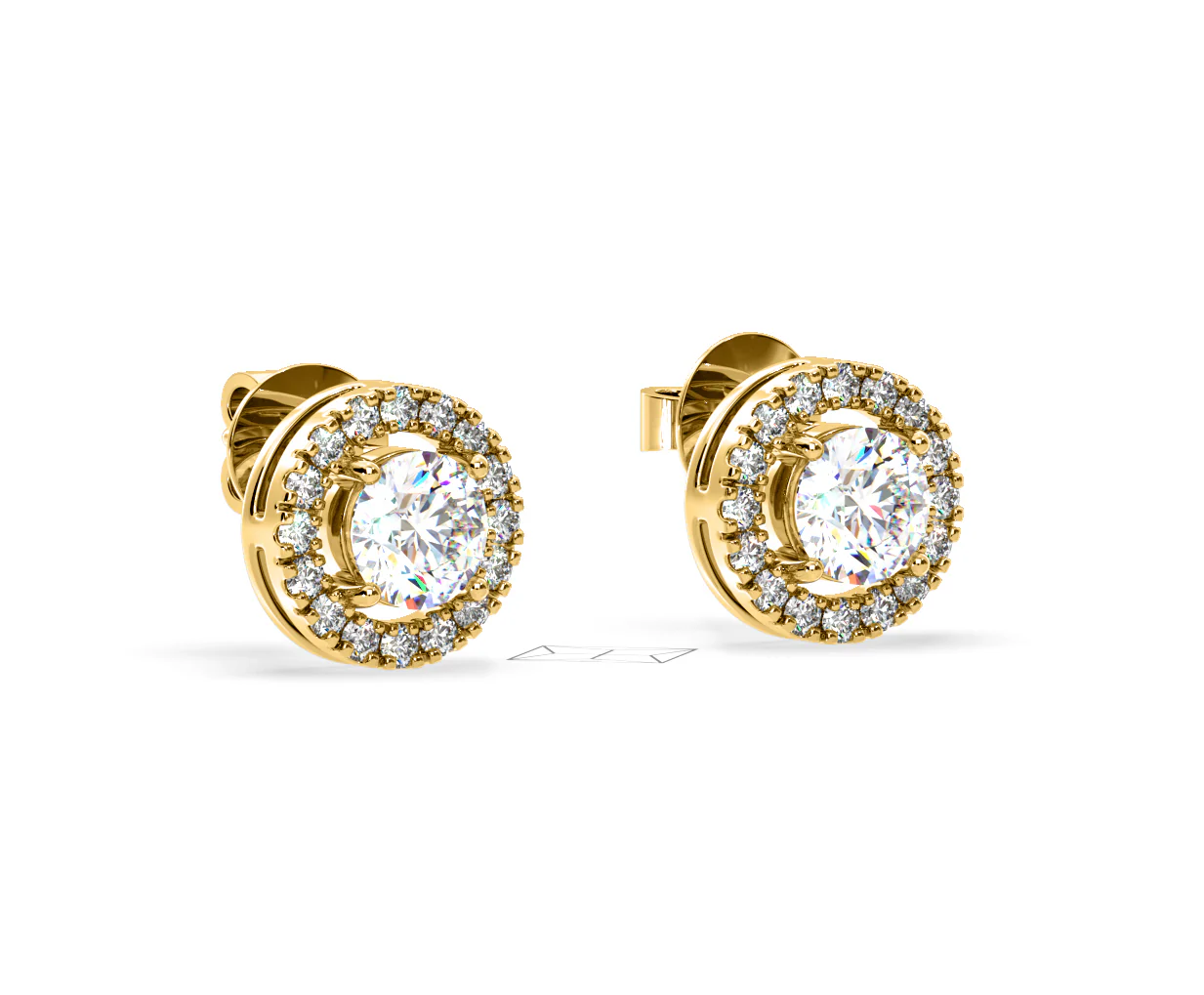Ella Lab Diamond Halo Earrings 1.34ct in 18K Yellow Gold F/VS1 - Image 79