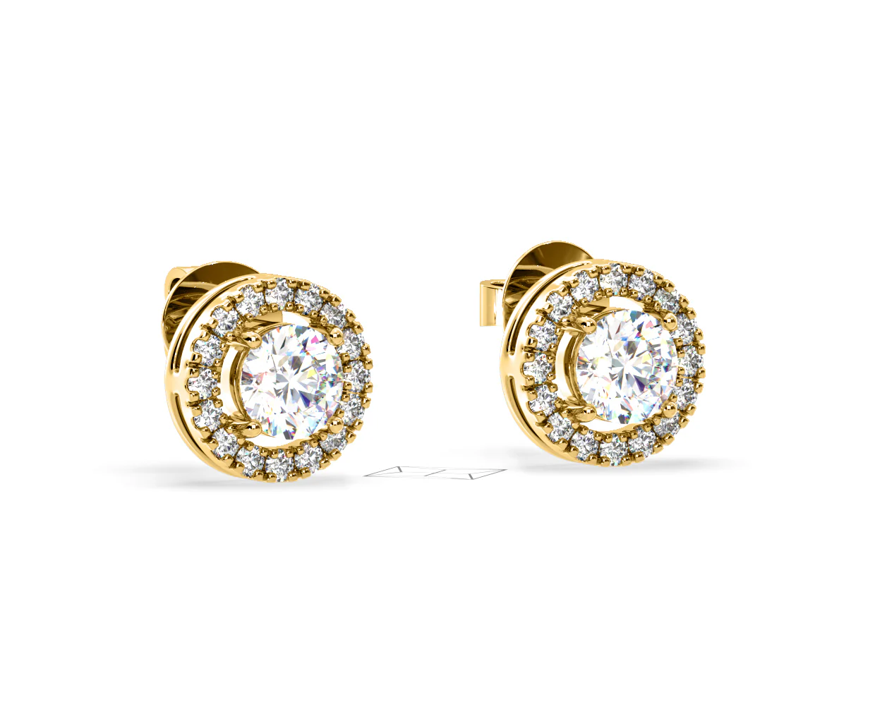 Ella Lab Diamond Halo Earrings 1.34ct in 18K Yellow Gold F/VS1 - Image 80