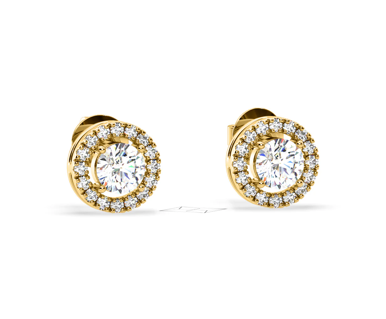 Ella Lab Diamond Halo Earrings 1.34ct in 18K Yellow Gold F/VS1 - Image 82