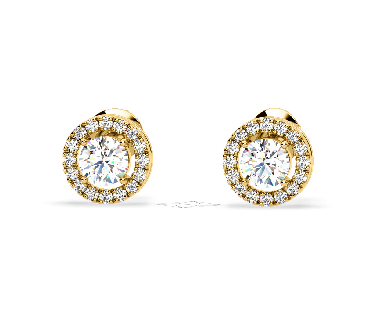 Ella Lab Diamond Halo Earrings 1.34ct in 18K Yellow Gold F/VS1 - Image 9