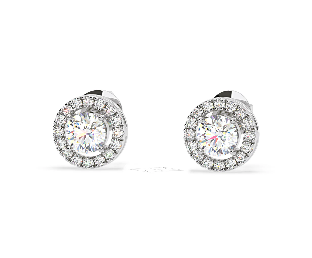 Ella Lab Diamond Halo Earrings 2.45ct in 18K White Gold F/VS1 - Image 10