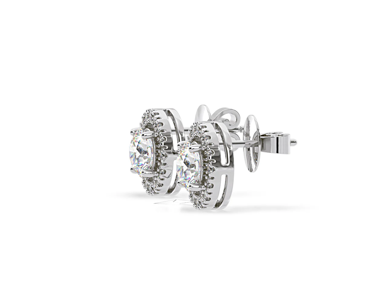 Ella Lab Diamond Halo Earrings 2.45ct in 18K White Gold F/VS1 - Image 23