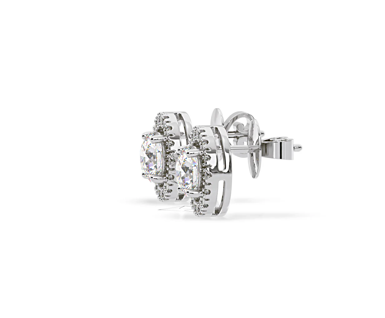 Ella Lab Diamond Halo Earrings 2.45ct in 18K White Gold F/VS1 - Image 24