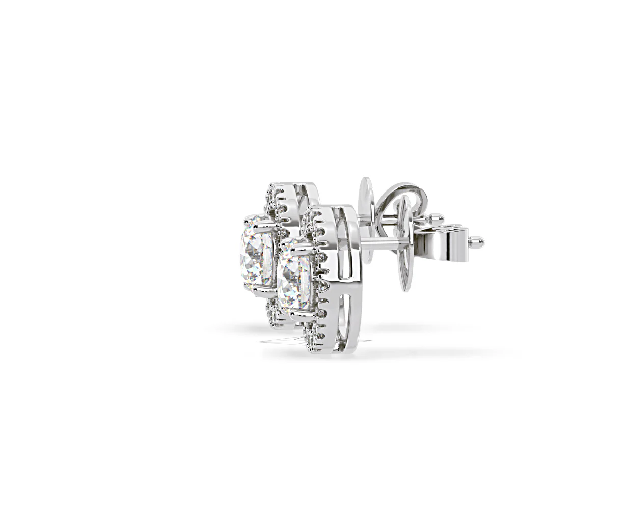 Ella Lab Diamond Halo Earrings 2.45ct in 18K White Gold F/VS1 - Image 25