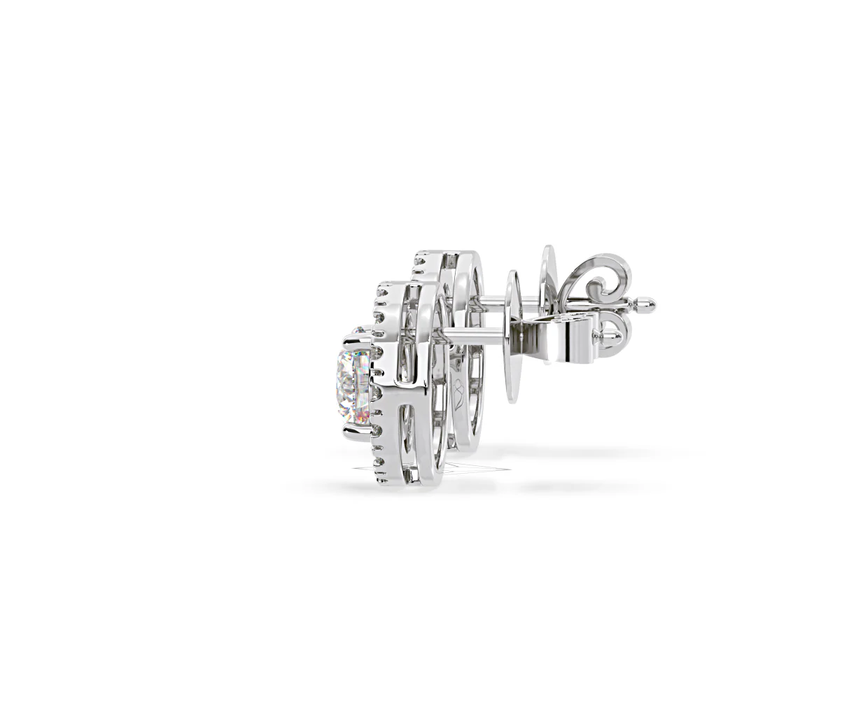 Ella Lab Diamond Halo Earrings 2.45ct in 18K White Gold F/VS1 - Image 28