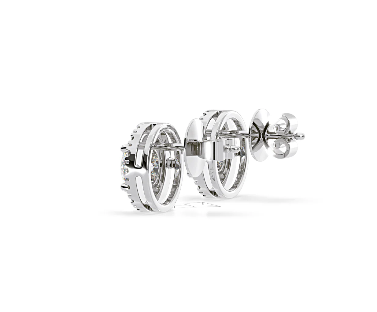 Ella Lab Diamond Halo Earrings 2.45ct in 18K White Gold F/VS1 - Image 32