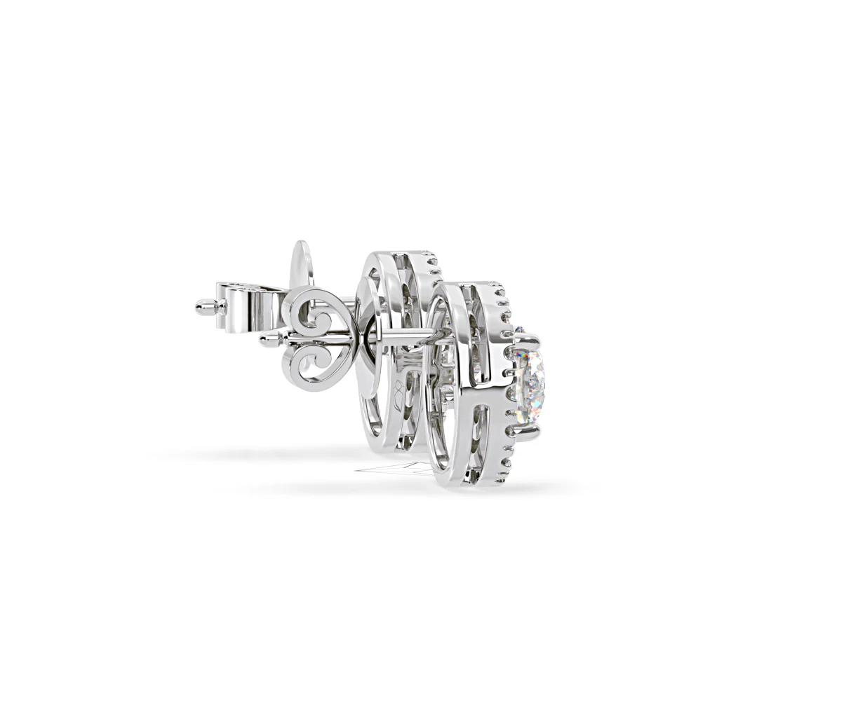 Ella Lab Diamond Halo Earrings 2.45ct in 18K White Gold F/VS1 - Image 64