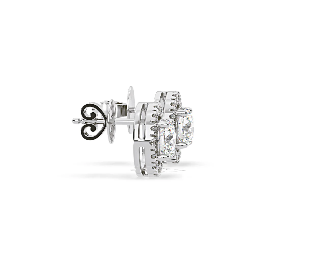 Ella Lab Diamond Halo Earrings 2.45ct in 18K White Gold F/VS1 - Image 68