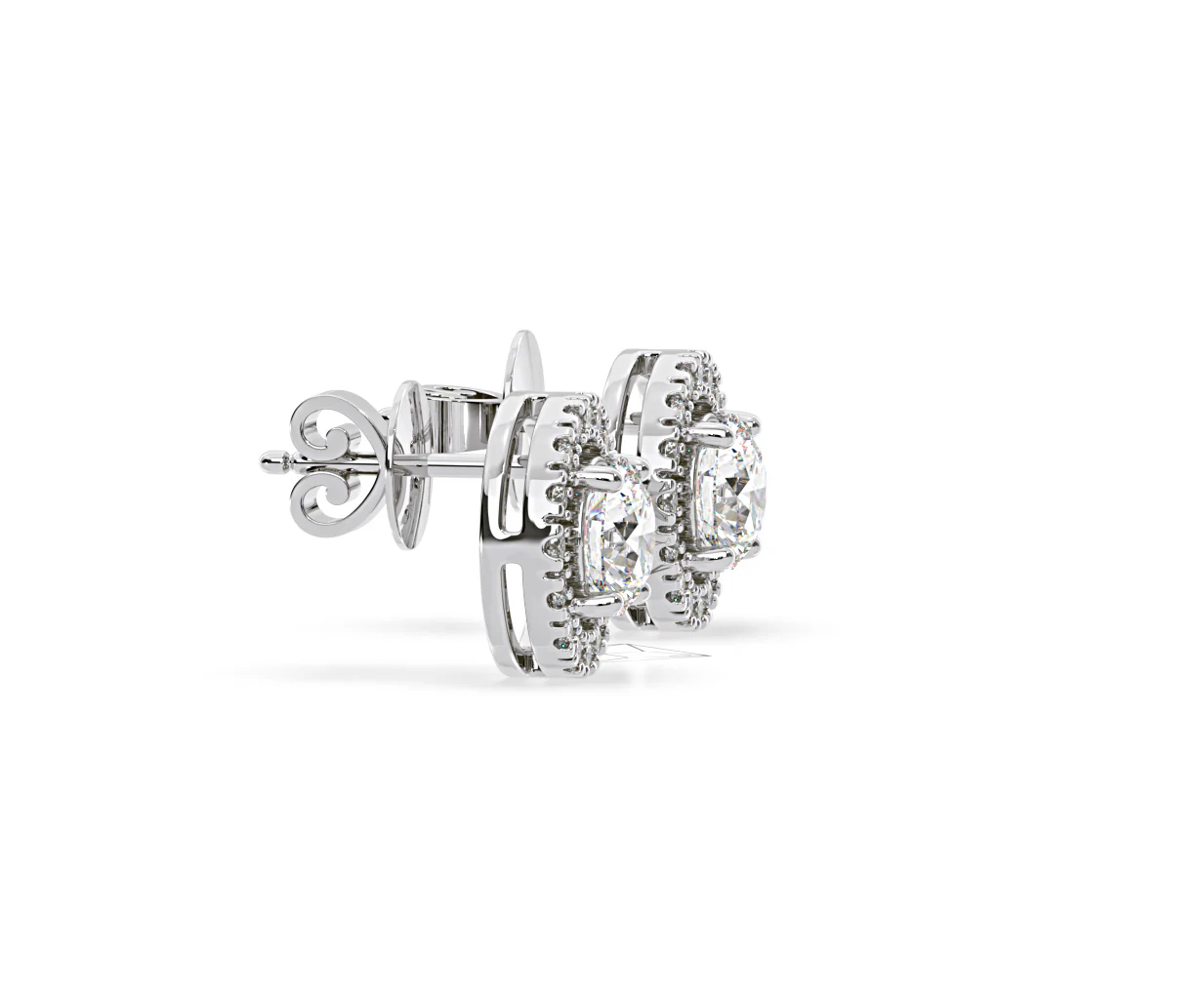 Ella Lab Diamond Halo Earrings 2.45ct in 18K White Gold F/VS1 - Image 69