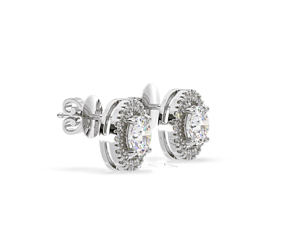 Ella Lab Diamond Halo Earrings 2.45ct in 18K White Gold F/VS1 - Image 72