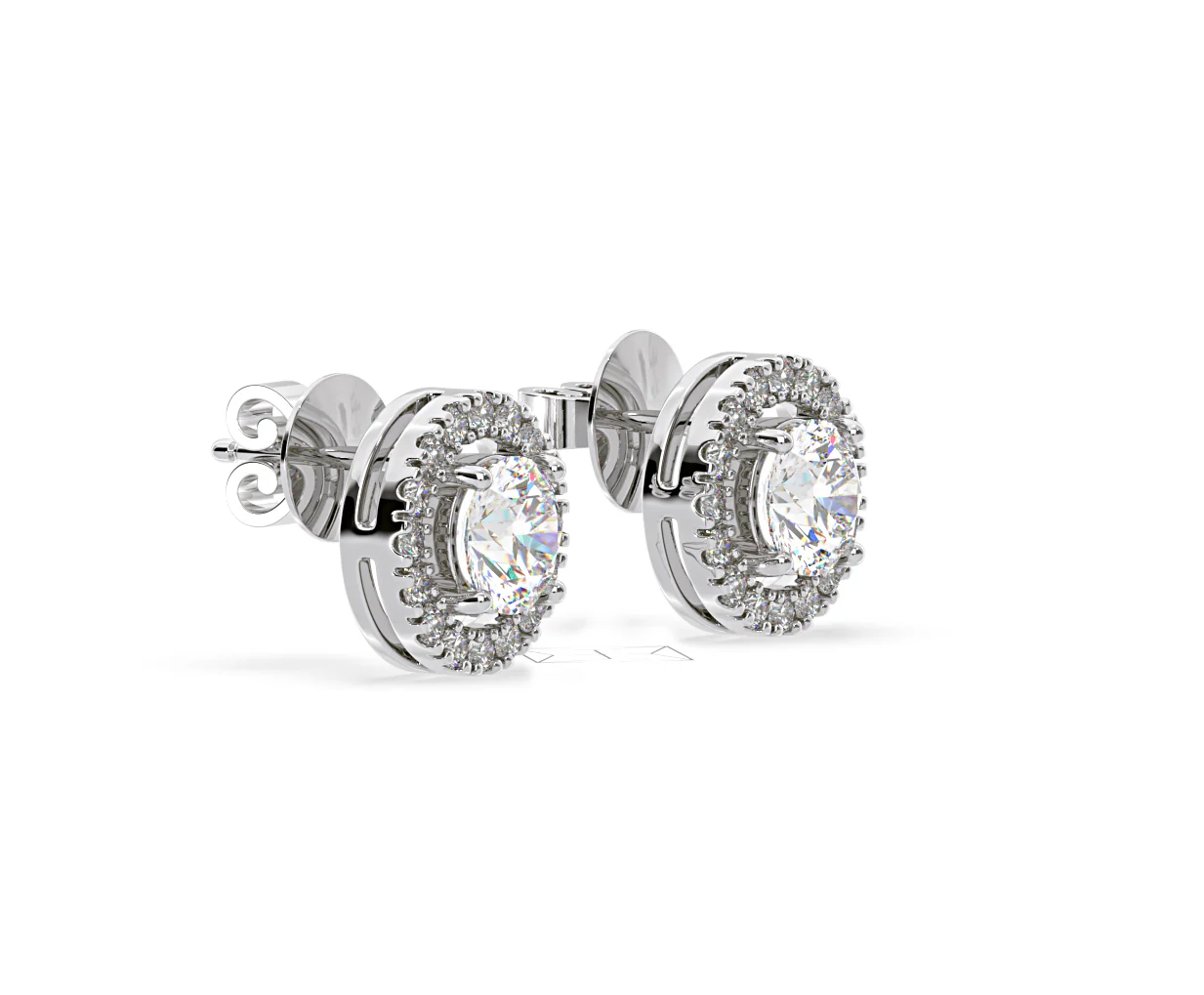 Ella Lab Diamond Halo Earrings 2.45ct in 18K White Gold F/VS1 - Image 74
