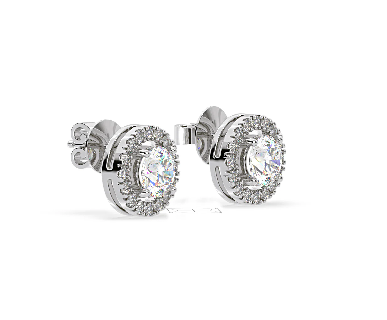 Ella Lab Diamond Halo Earrings 2.45ct in 18K White Gold F/VS1 - Image 75
