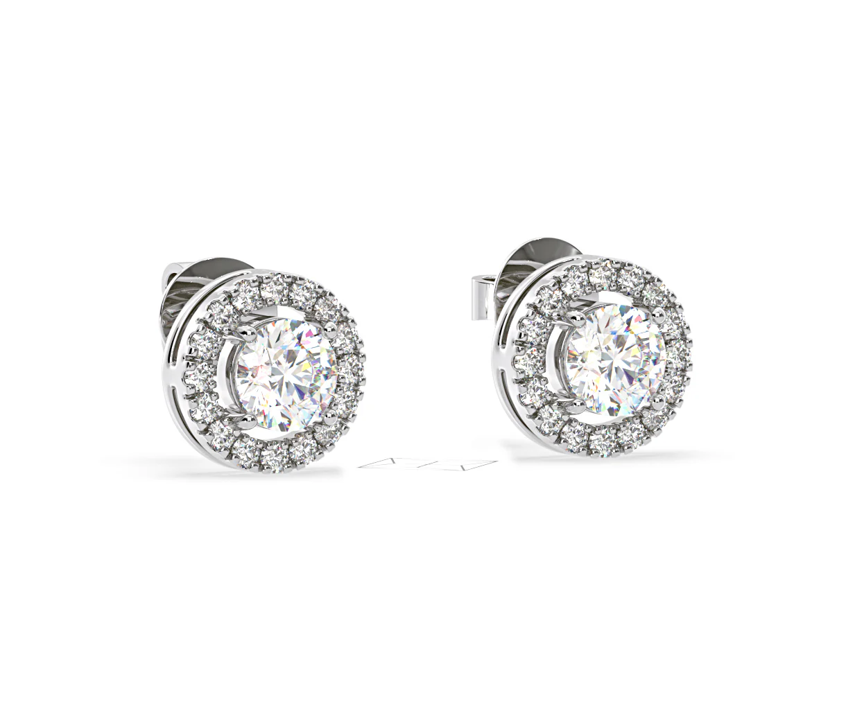 Ella Lab Diamond Halo Earrings 2.45ct in 18K White Gold F/VS1 - Image 80