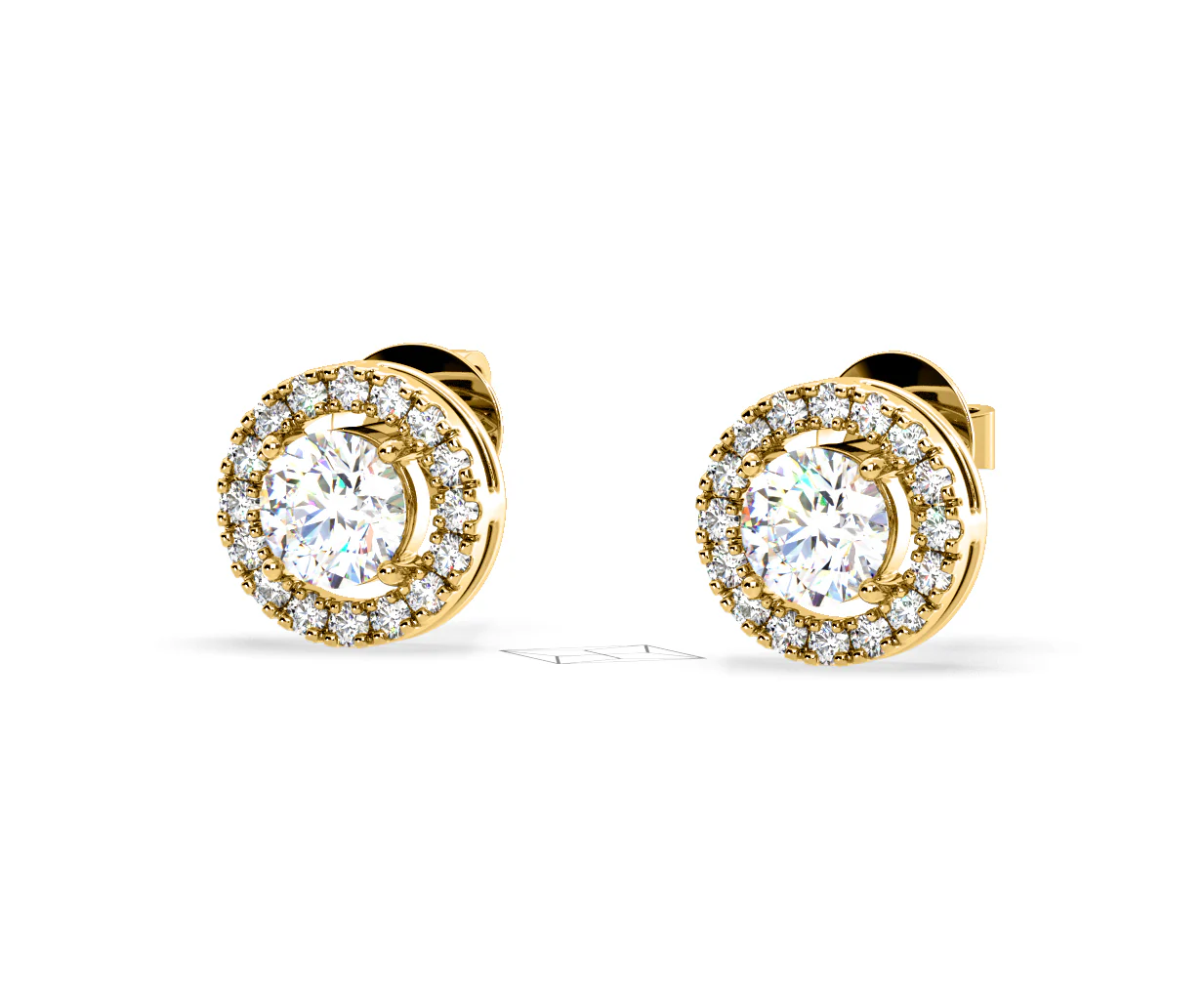 Ella Lab Diamond Halo Earrings 2.45ct in 18K Yellow Gold F/VS1 - Image 12