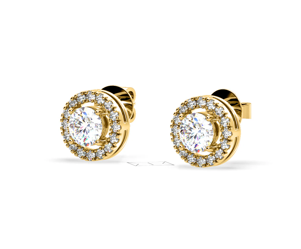 Ella Lab Diamond Halo Earrings 2.45ct in 18K Yellow Gold F/VS1 - Image 14