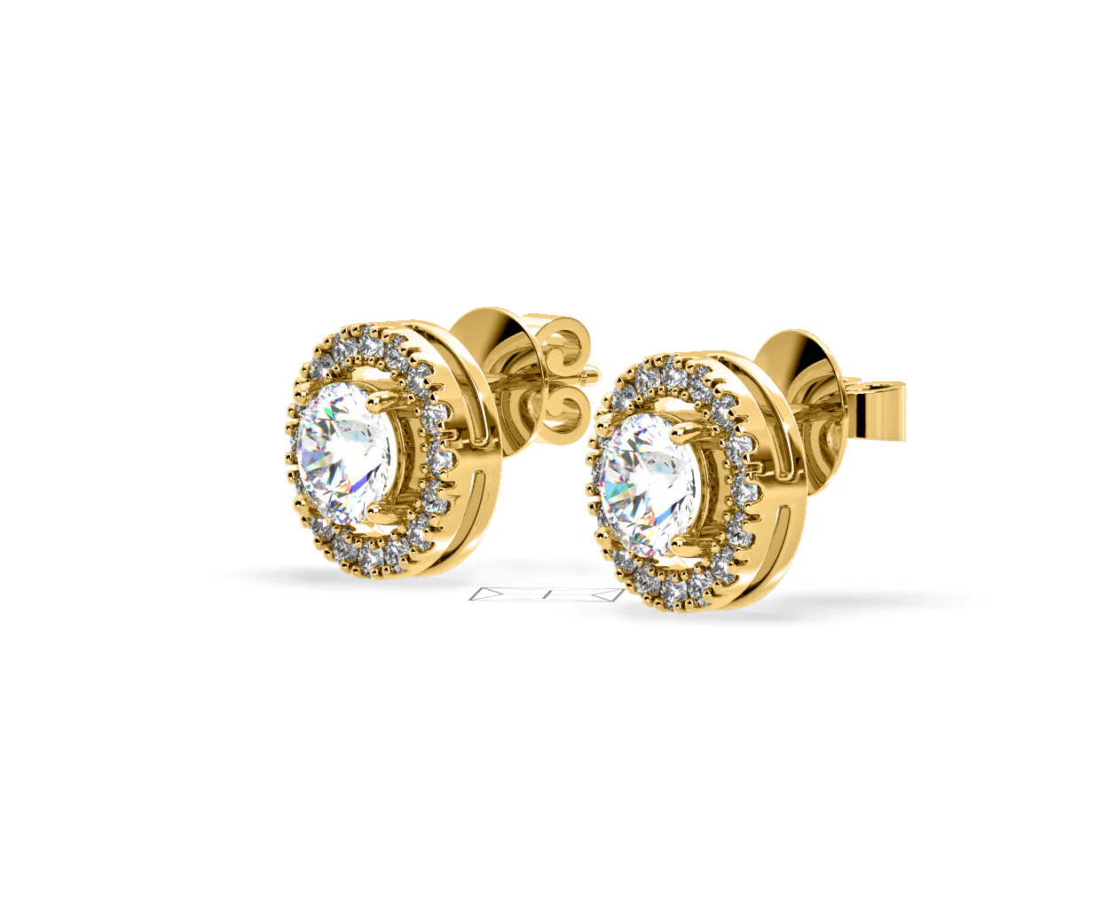 Ella Lab Diamond Halo Earrings 2.45ct in 18K Yellow Gold F/VS1 - Image 18