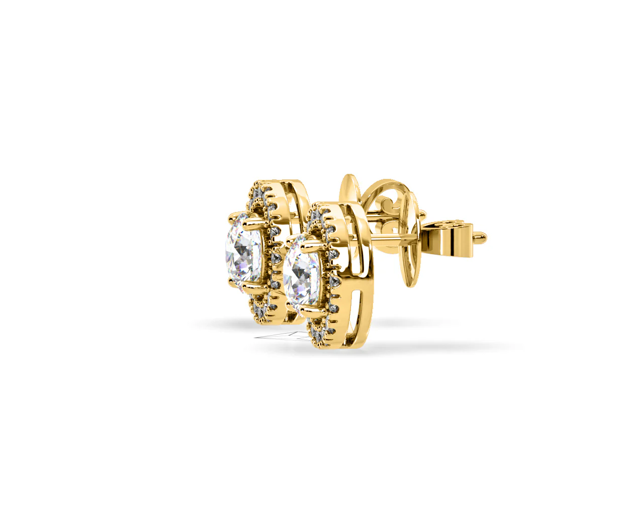 Ella Lab Diamond Halo Earrings 2.45ct in 18K Yellow Gold F/VS1 - Image 24