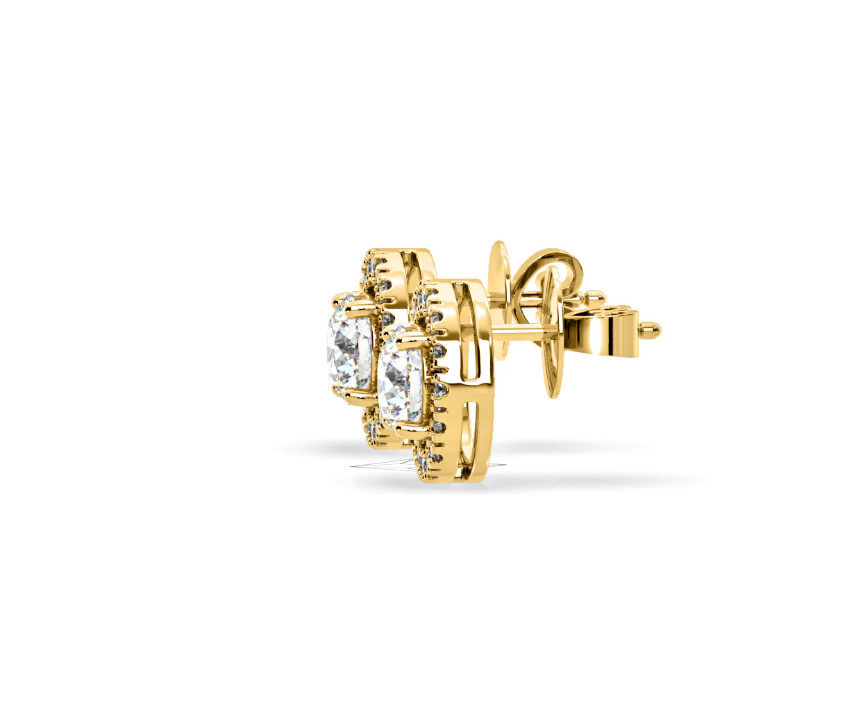 Ella Lab Diamond Halo Earrings 2.45ct in 18K Yellow Gold F/VS1 - Image 25