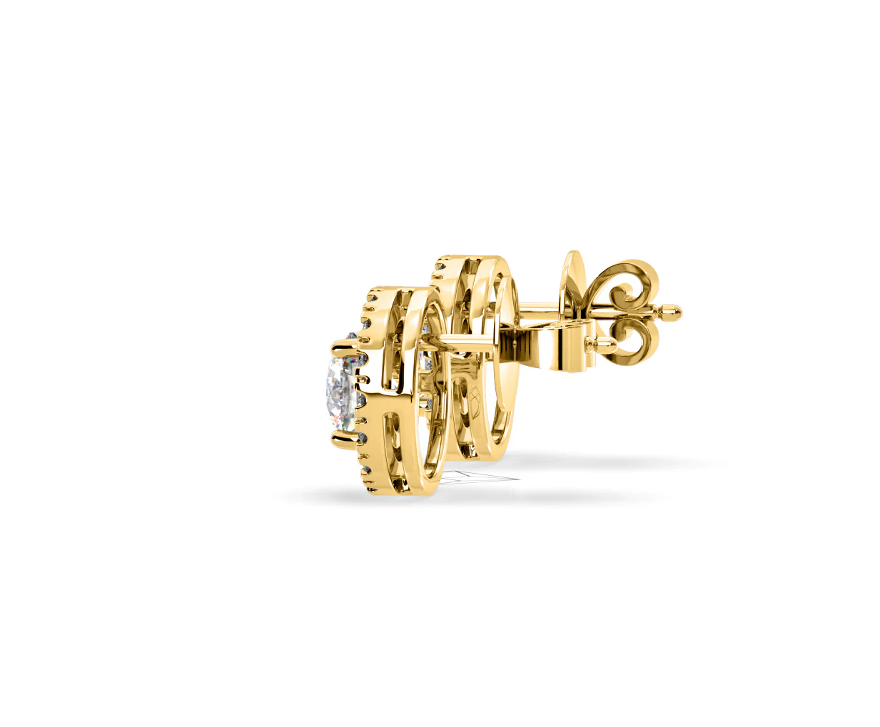Ella Lab Diamond Halo Earrings 2.45ct in 18K Yellow Gold F/VS1 - Image 29