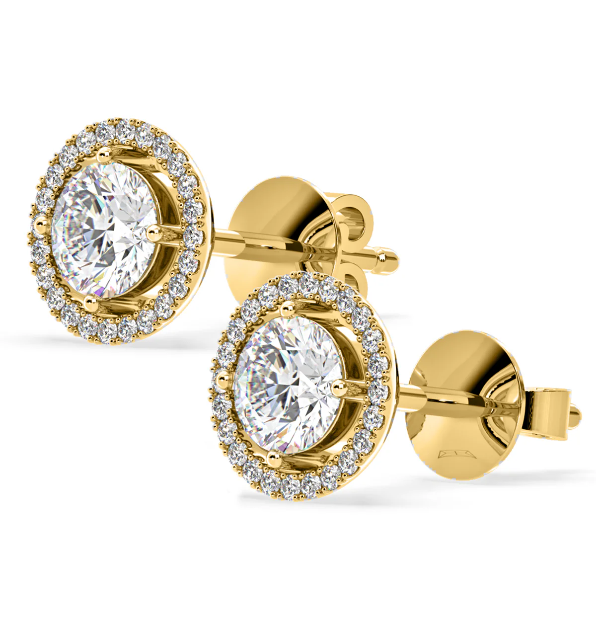 Ella Lab Diamond Halo Earrings 2.45ct in 18K Yellow Gold F/VS1 - Image 3