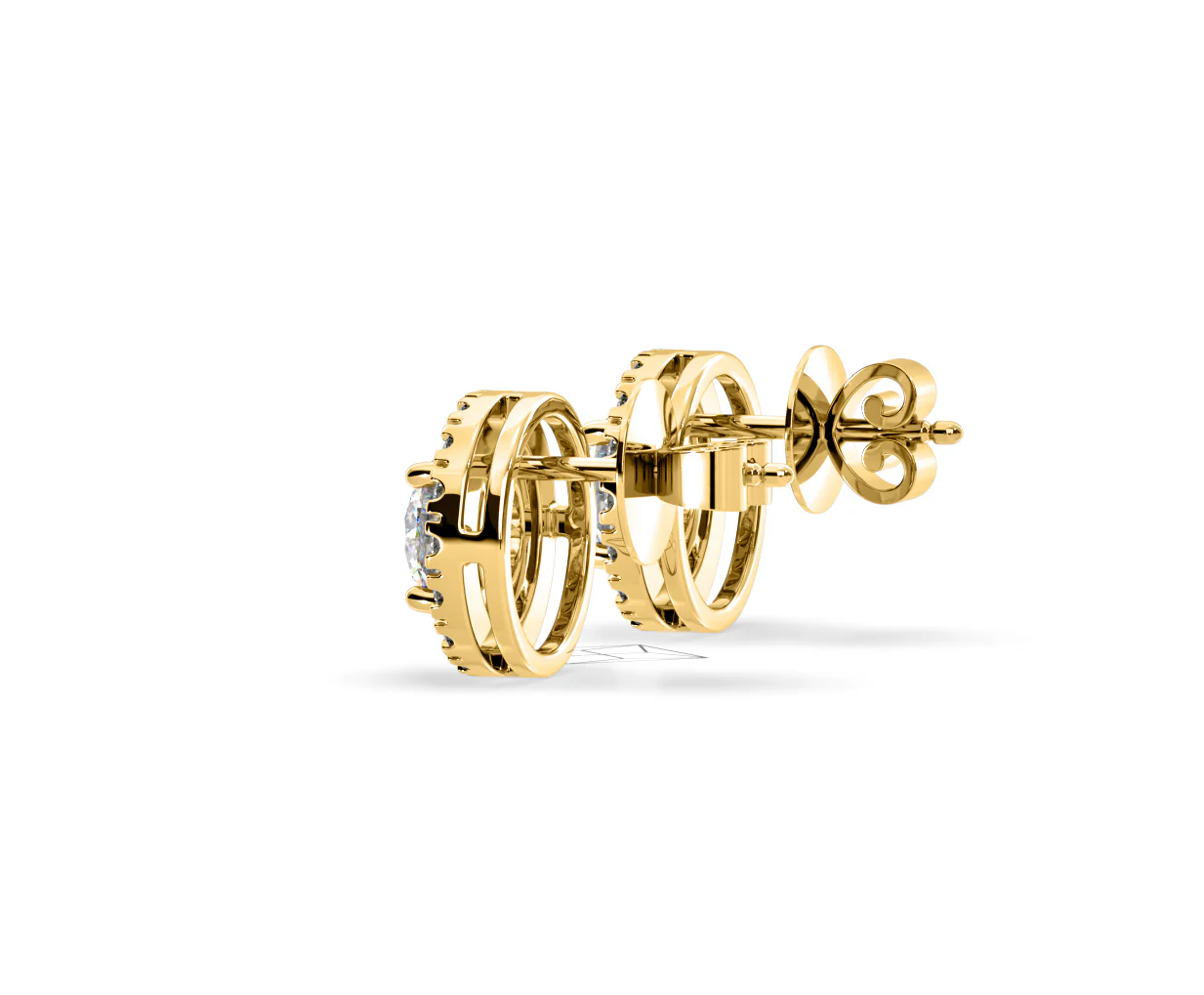 Ella Lab Diamond Halo Earrings 2.45ct in 18K Yellow Gold F/VS1 - Image 31