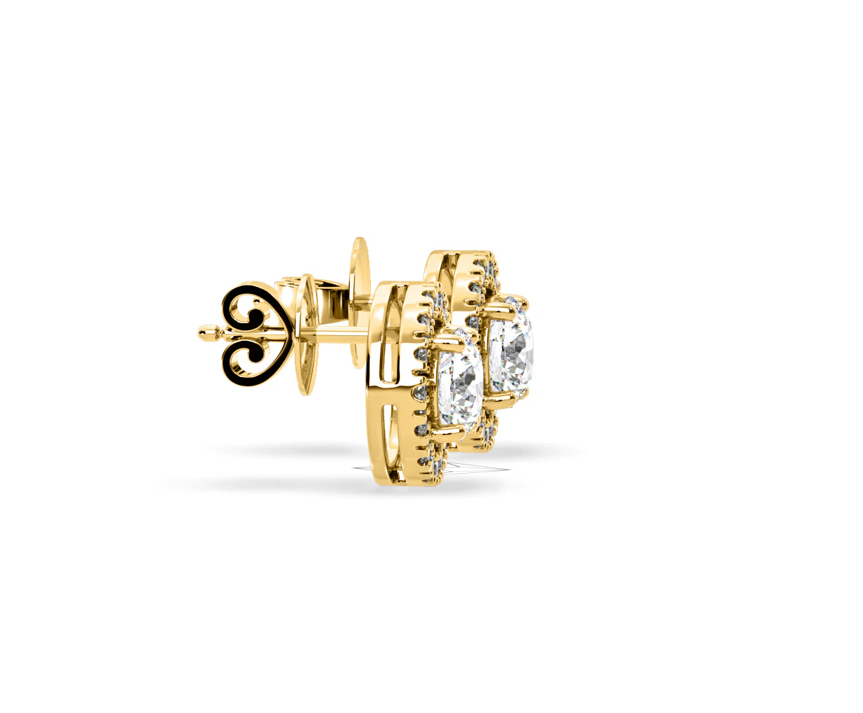 Ella Lab Diamond Halo Earrings 2.45ct in 18K Yellow Gold F/VS1 - Image 68