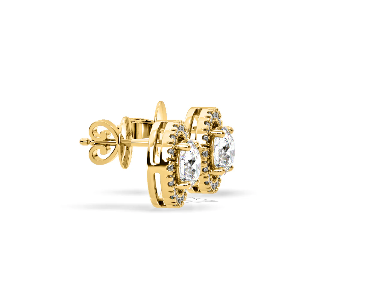 Ella Lab Diamond Halo Earrings 2.45ct in 18K Yellow Gold F/VS1 - Image 69