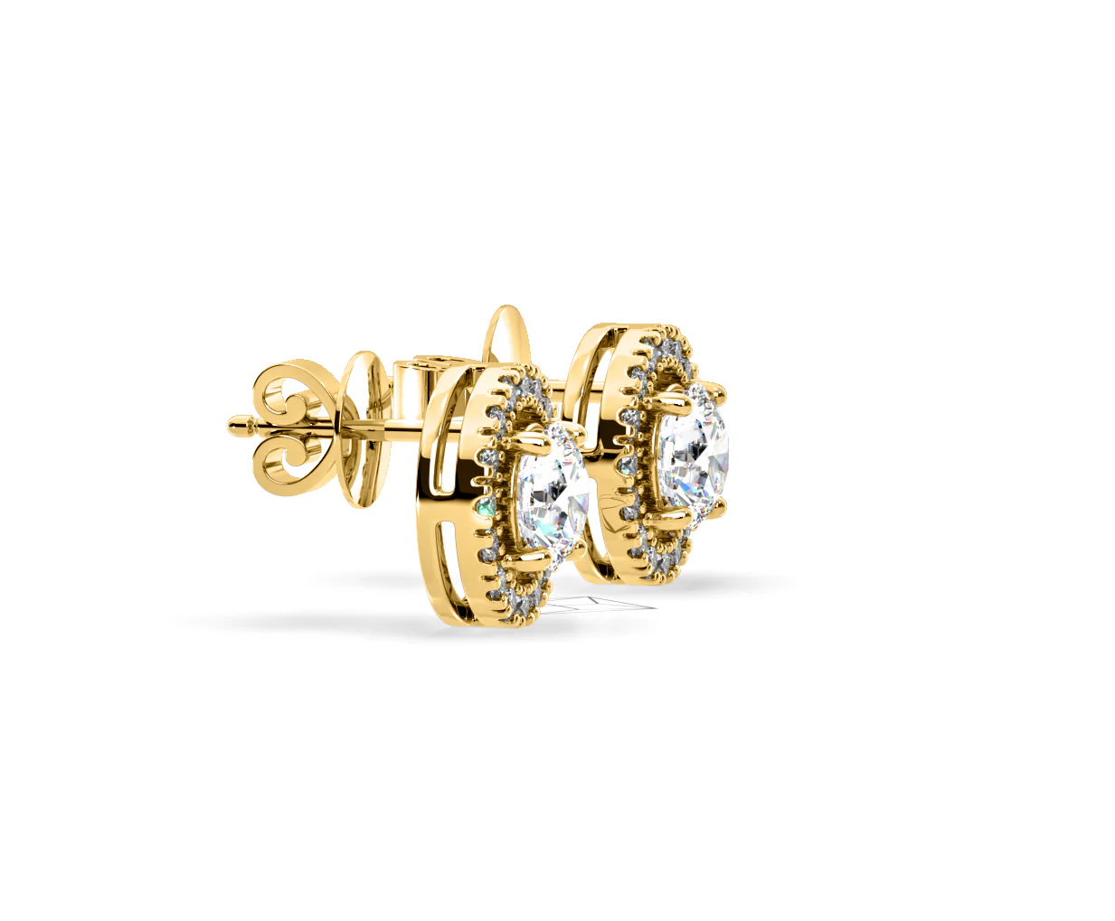 Ella Lab Diamond Halo Earrings 2.45ct in 18K Yellow Gold F/VS1 - Image 70