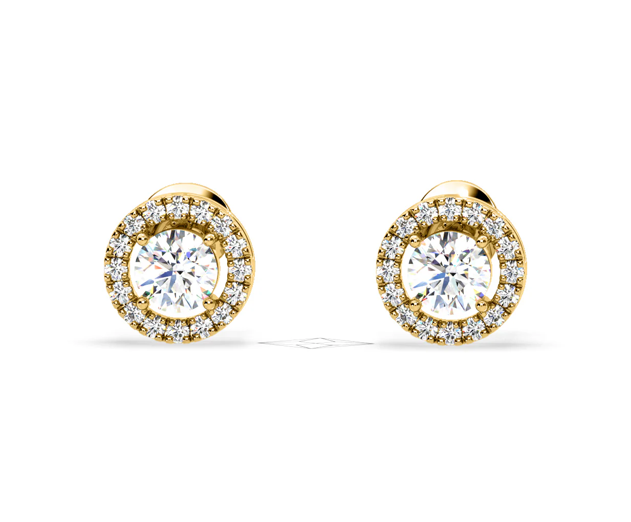 Ella Lab Diamond Halo Earrings 2.45ct in 18K Yellow Gold F/VS1 - Image 8