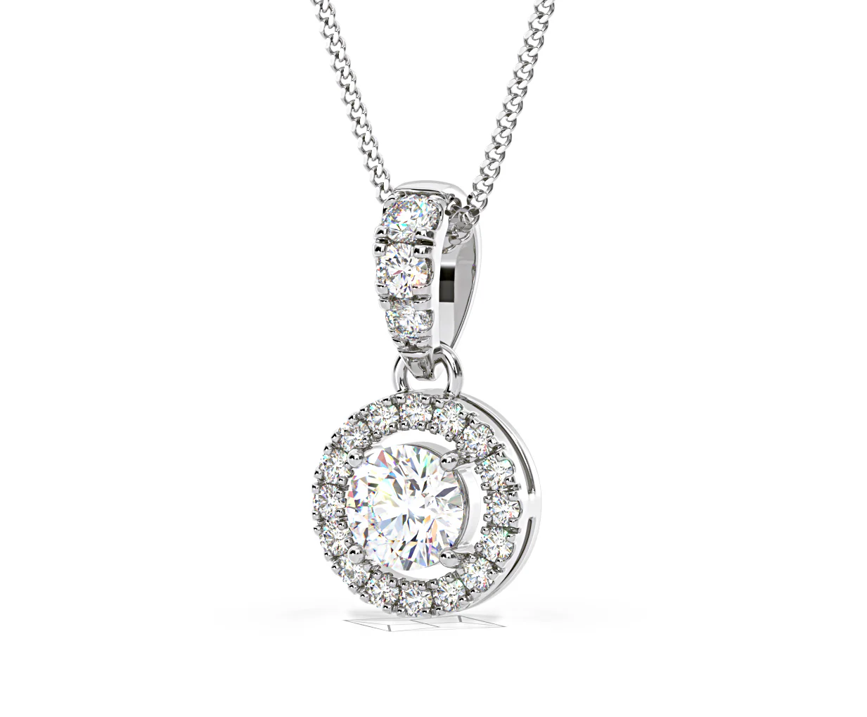 Ella Lab Diamond Halo Necklace in 18K White Gold 0.71ct G/VS1 - Image 11