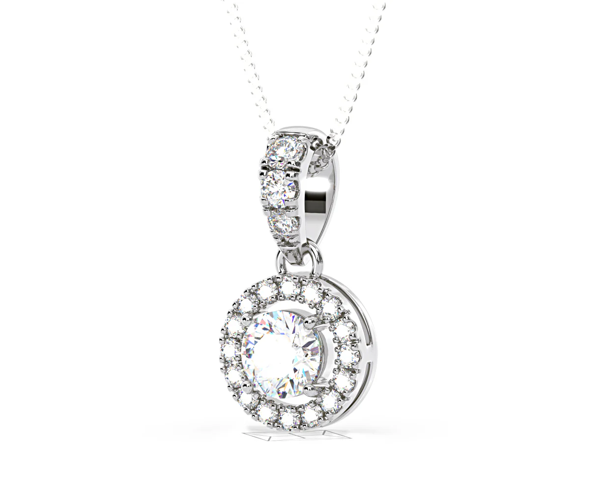 Ella Lab Diamond Halo Necklace in 18K White Gold 0.71ct G/VS1 - Image 12
