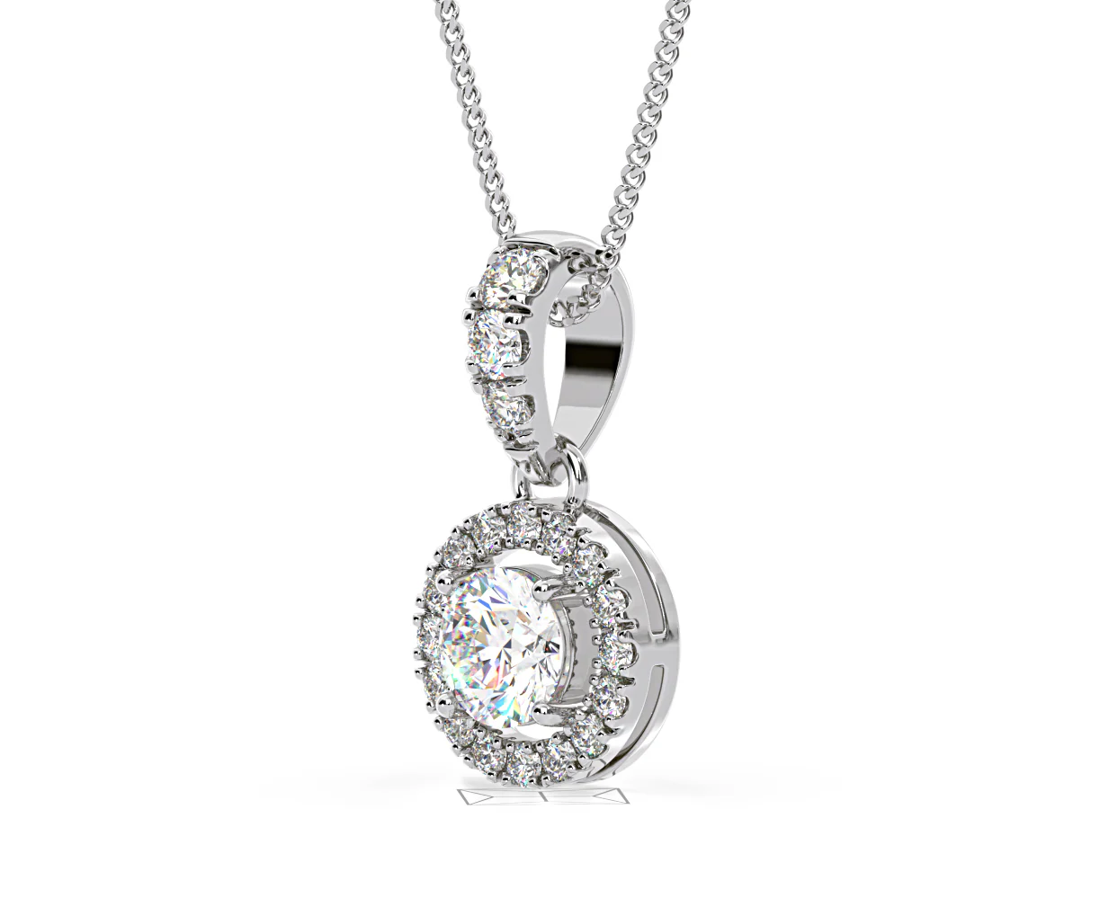 Ella Lab Diamond Halo Necklace in 18K White Gold 0.71ct G/VS1 - Image 15