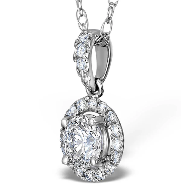 Ella Lab Diamond Halo Necklace in 18K White Gold 0.71ct G/VS1 - Image 2