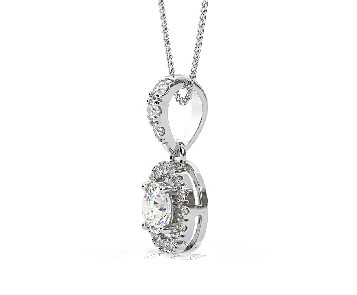 Ella Lab Diamond Halo Necklace in 18K White Gold 0.71ct G/VS1 - Image 20