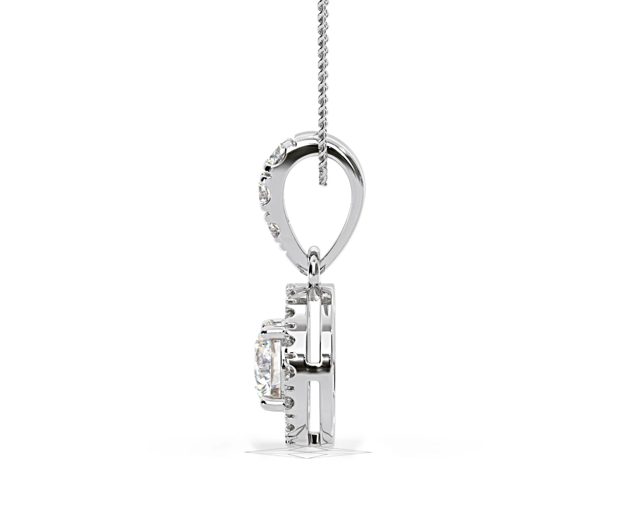 Ella Lab Diamond Halo Necklace in 18K White Gold 0.71ct G/VS1 - Image 26