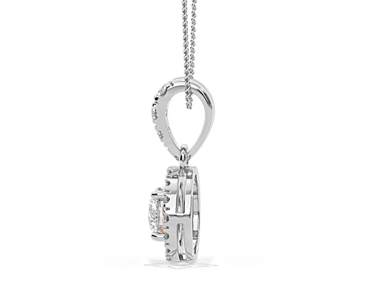 Ella Lab Diamond Halo Necklace in 18K White Gold 0.71ct G/VS1 - Image 27