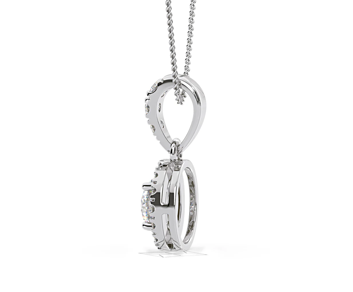 Ella Lab Diamond Halo Necklace in 18K White Gold 0.71ct G/VS1 - Image 29