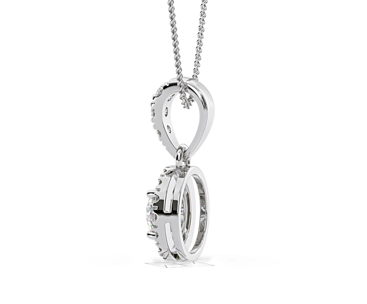 Ella Lab Diamond Halo Necklace in 18K White Gold 0.71ct G/VS1 - Image 30