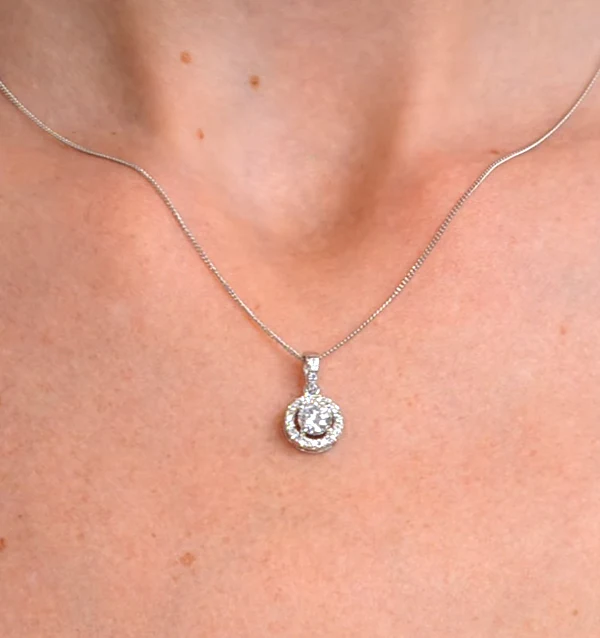 Ella Lab Diamond Halo Necklace in 18K White Gold 0.71ct G/VS1 - Image 4